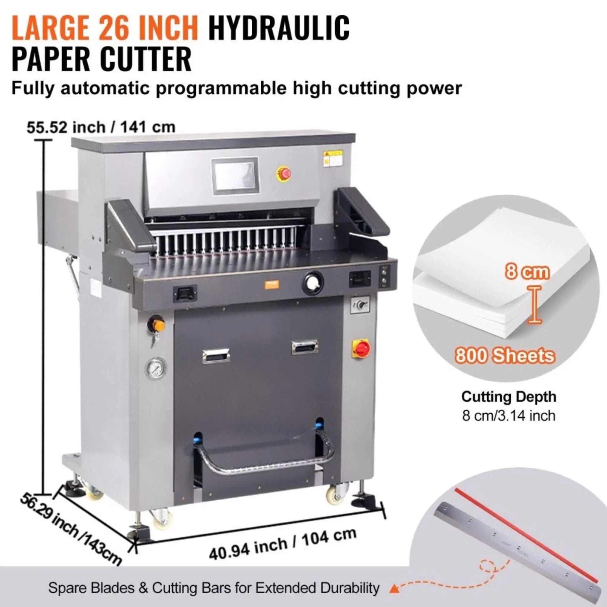 26-Inch Electric Heavy-Duty Hydraulic Paper Cutter Machine With Touchscreen (SAK92518) by SAKSBY WHOLESALE