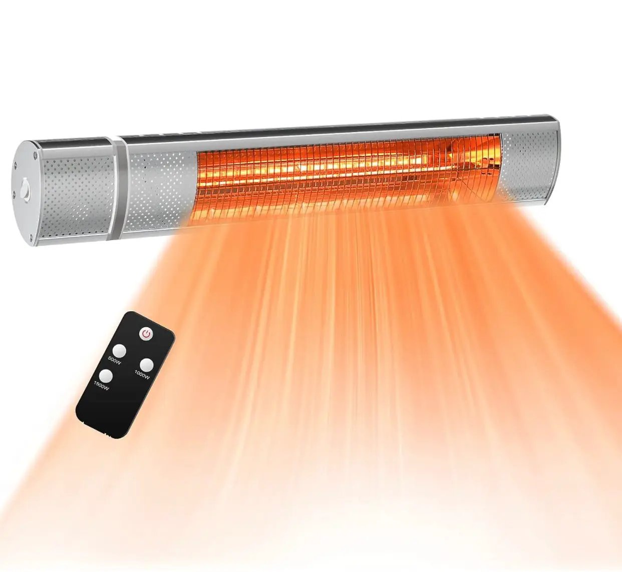 1500W Electric Patio Heater – Plug-In Outdoor Infrared Wall Heater with Remote Control, 3 Heat Settings, IP65 Waterproof, Overheat Protection, Indoor & Outdoor by Outdoor Solar Outlet