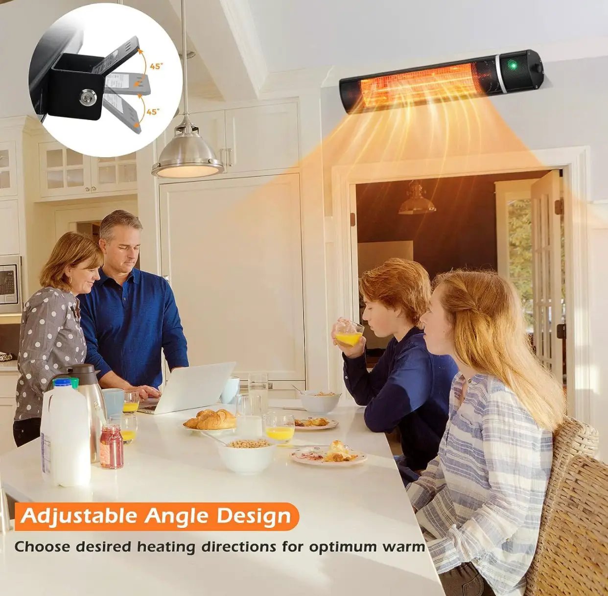 1500W Electric Patio Heater – Plug-In Outdoor Infrared Wall Heater with Remote Control, 3 Heat Settings, IP65 Waterproof, Overheat Protection, Indoor & Outdoor by Outdoor Solar Outlet
