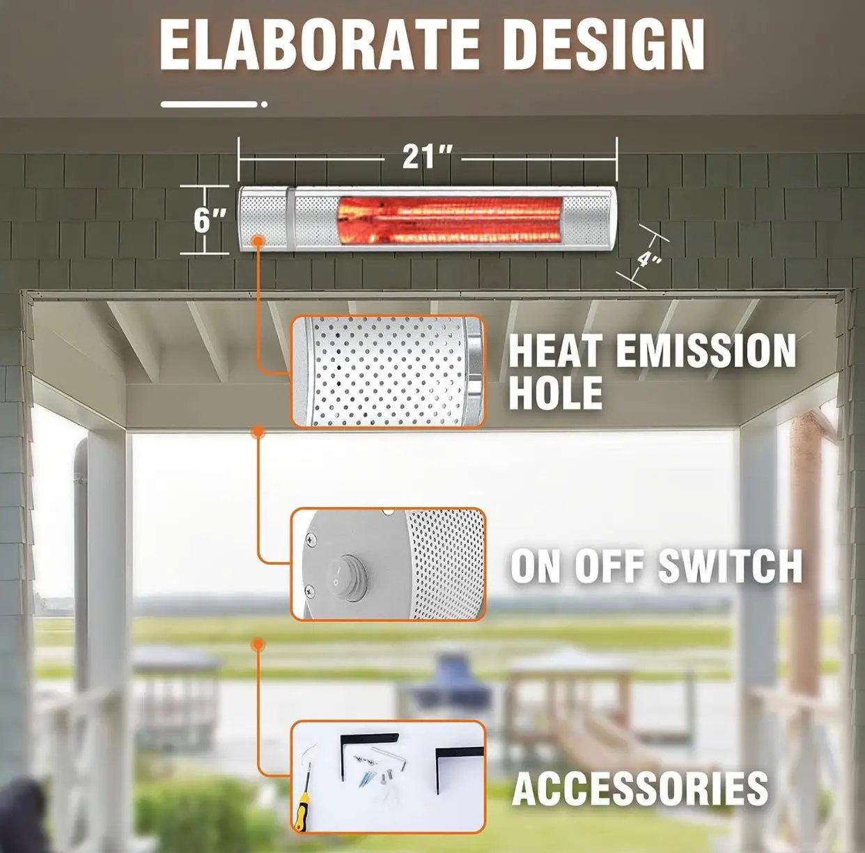 1500W Electric Patio Heater – Plug-In Outdoor Infrared Wall Heater with Remote Control, 3 Heat Settings, IP65 Waterproof, Overheat Protection, Indoor & Outdoor by Outdoor Solar Outlet