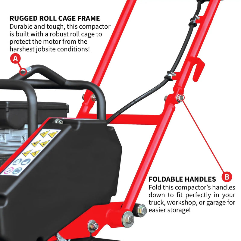 2 HP Electric Vibratory Plate Compactor Tamper for Gravel Soil Compaction by Tomahawk Power