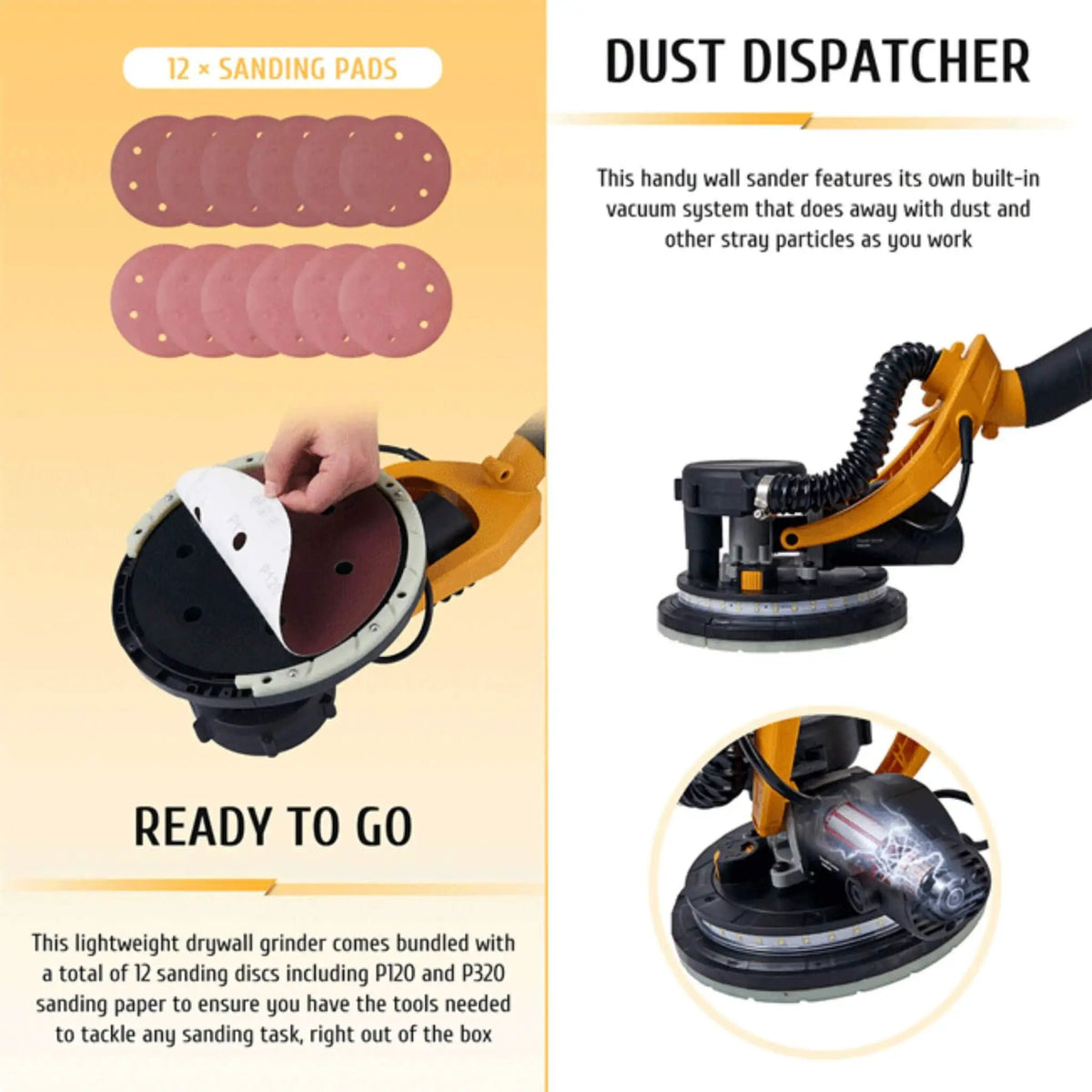 Preenex Electric Powered Drywall Sanding Machine W/ Dust Collection, 800W (SAK94763) by SAKSBY WHOLESALE