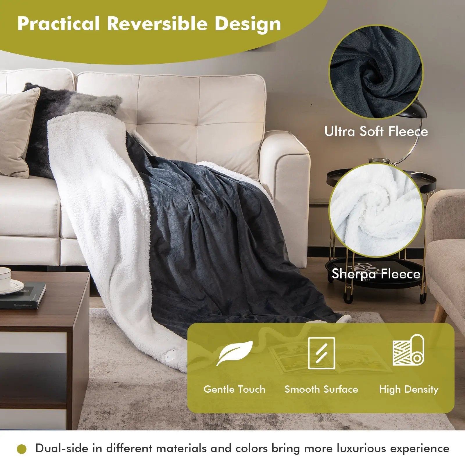 Heated Electric Blanket Throw with 10 Heat Levels by DirectDeals