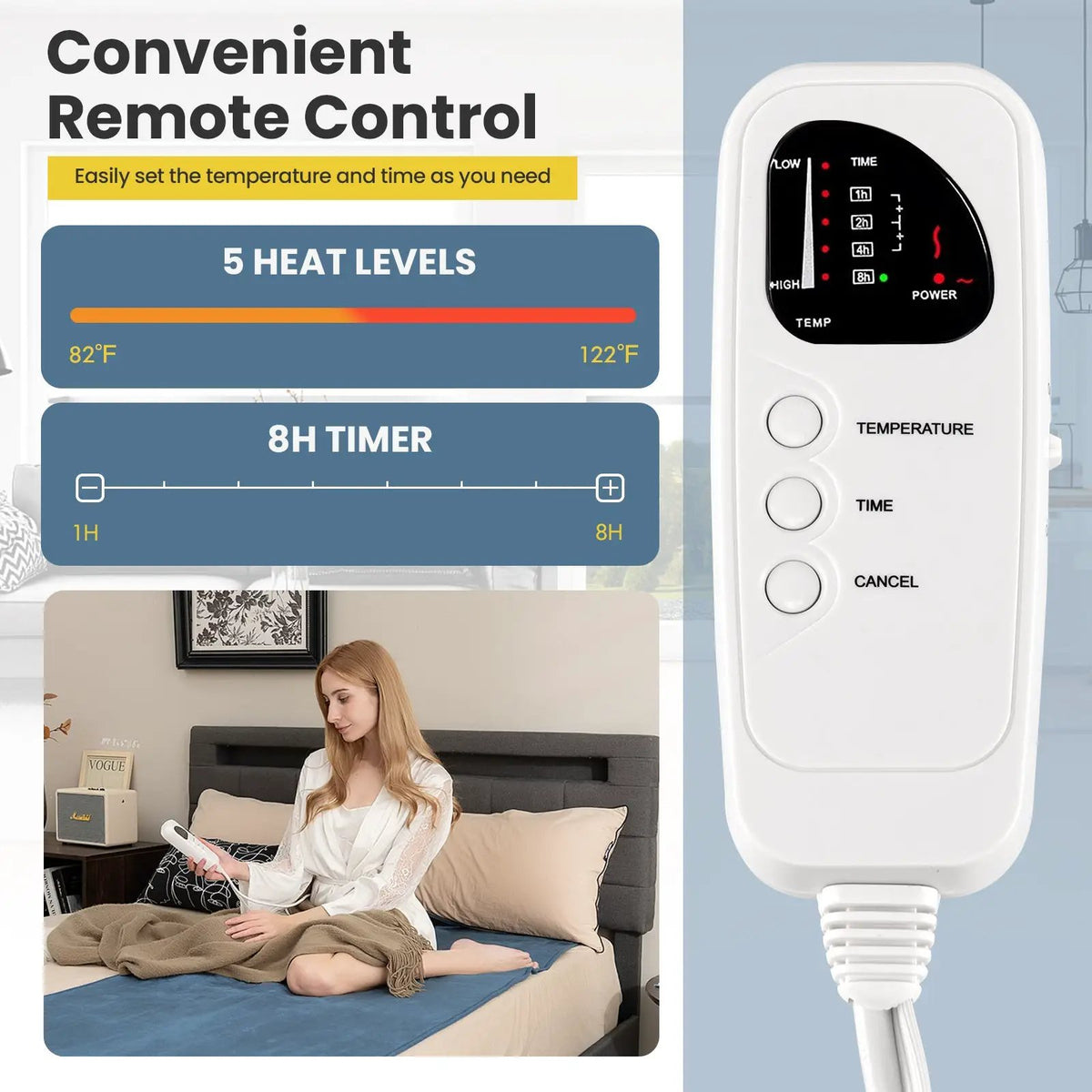 Electric Heated Mattress Pad with 5 Heating Levels and Overheat Protection, photo 6 of 9