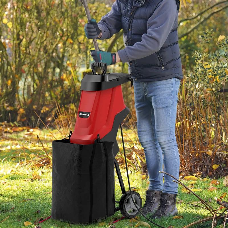 15-AMP Electric Wood Chipper and Shredder Leaf Mulcher with Wheels-Red by DirectDeals