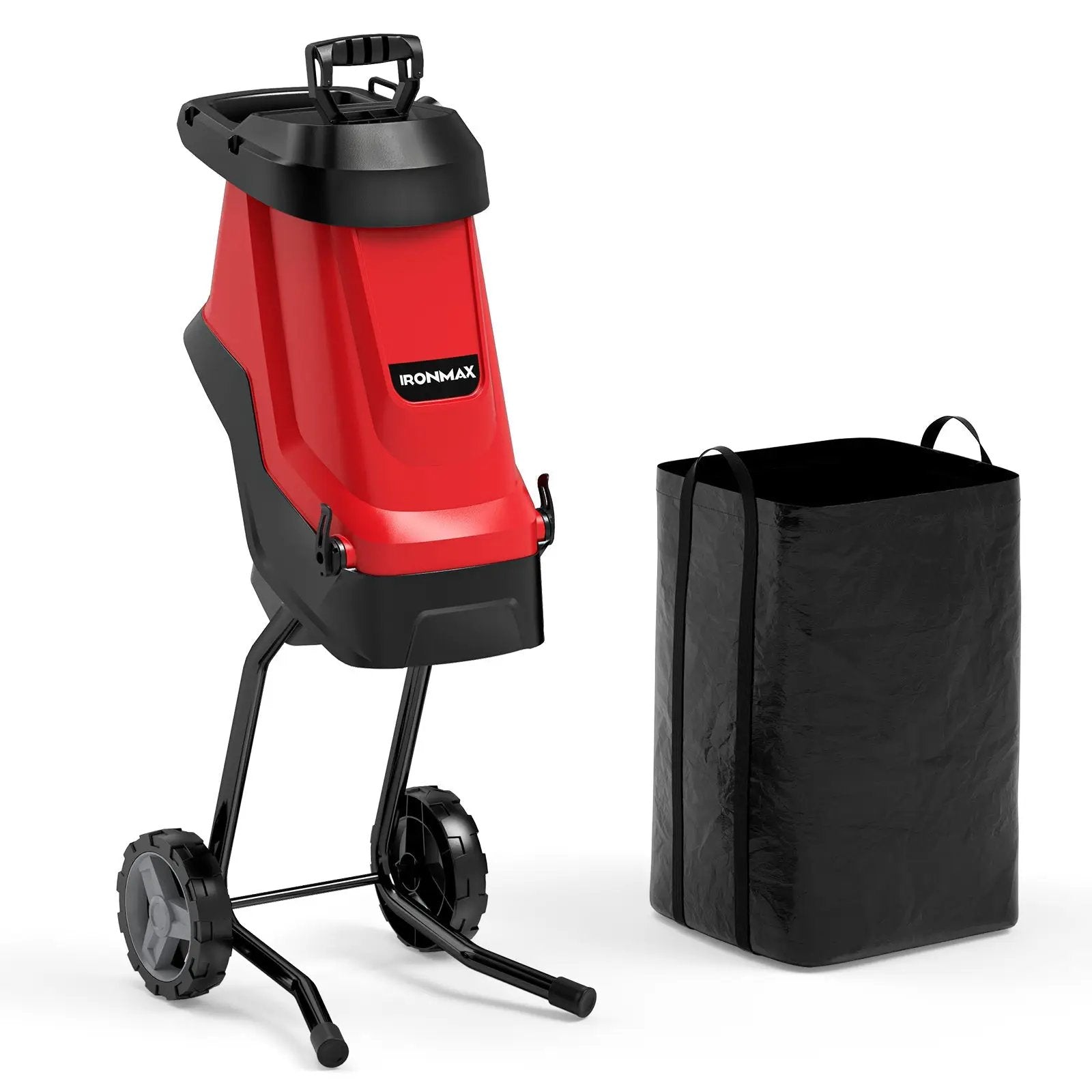 15-AMP Electric Wood Chipper and Shredder Leaf Mulcher with Wheels-Red by DirectDeals