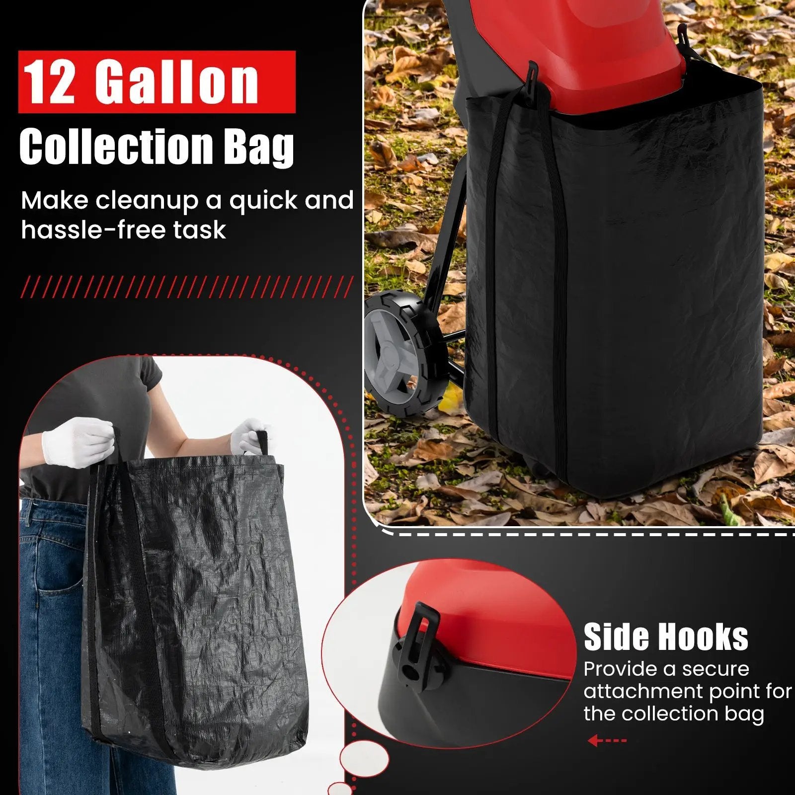 15-AMP Electric Wood Chipper and Shredder Leaf Mulcher with Wheels-Red by DirectDeals