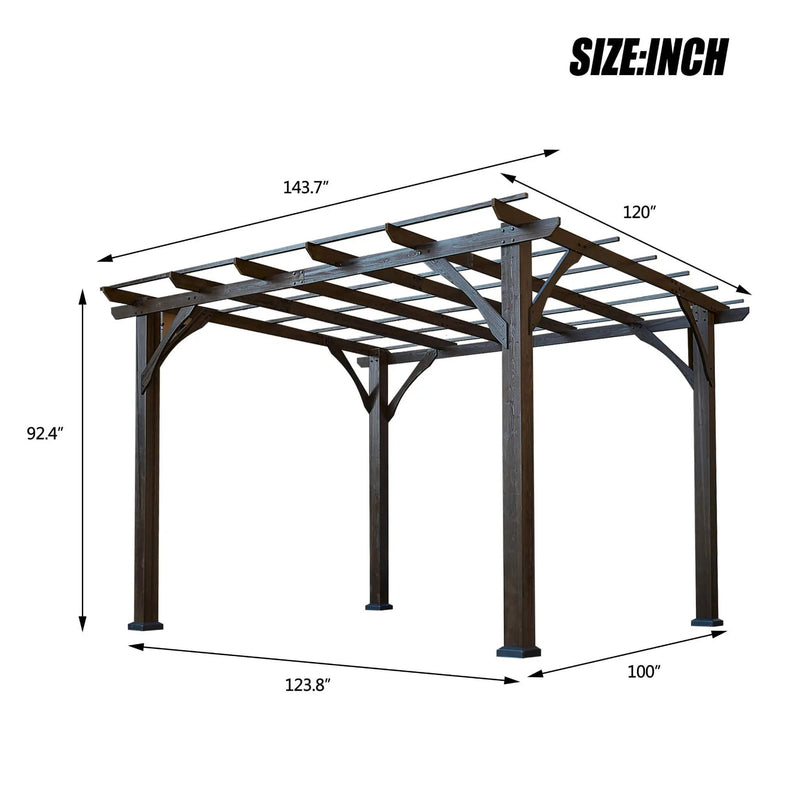 [10X12FT] Alora Premium Outdoor Brown Cedar Wood Pergola For Spacious Patios (SAK45639) by SAKSBY WHOLESALE