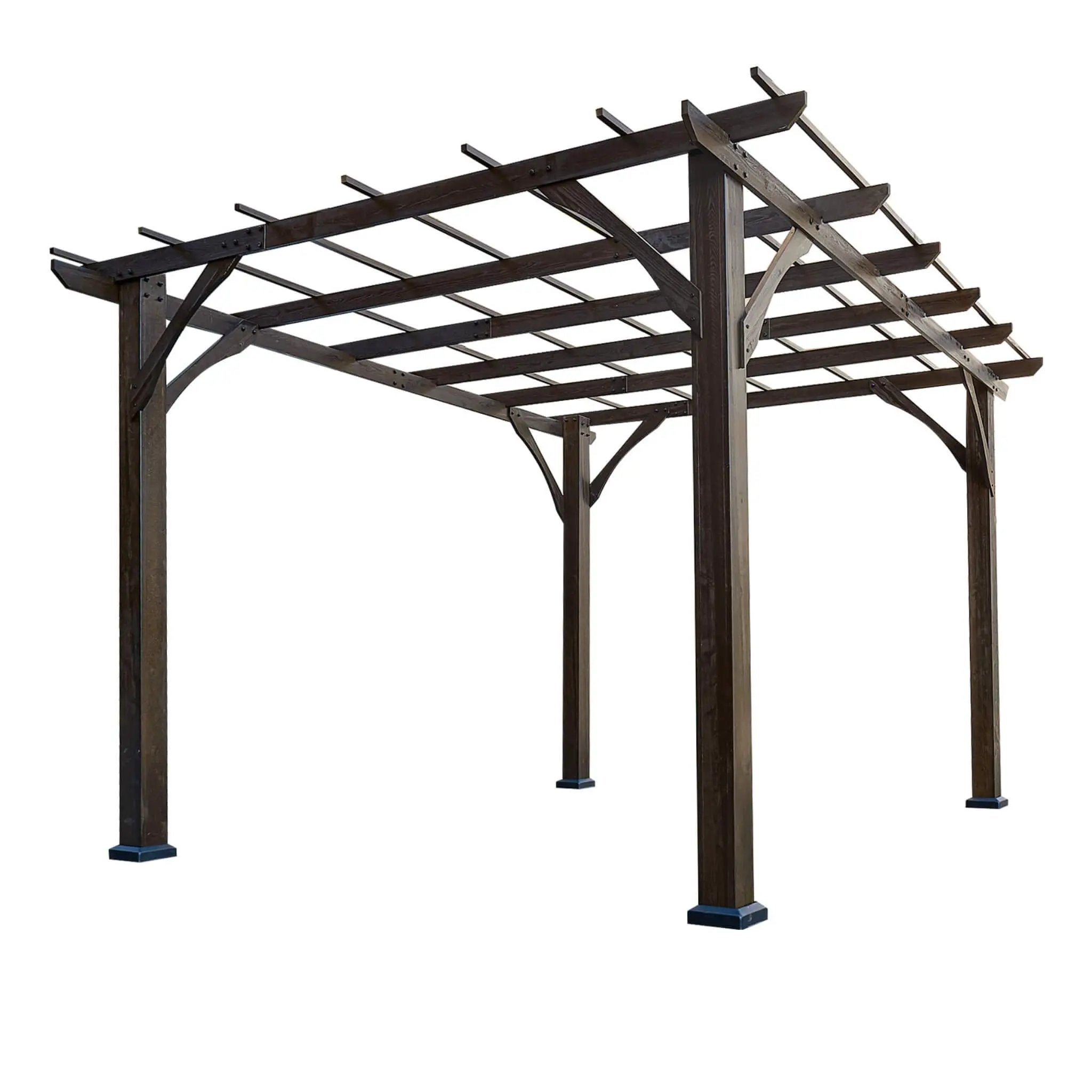 [10X12FT] Alora Premium Outdoor Brown Cedar Wood Pergola For Spacious Patios (SAK45639) by SAKSBY WHOLESALE