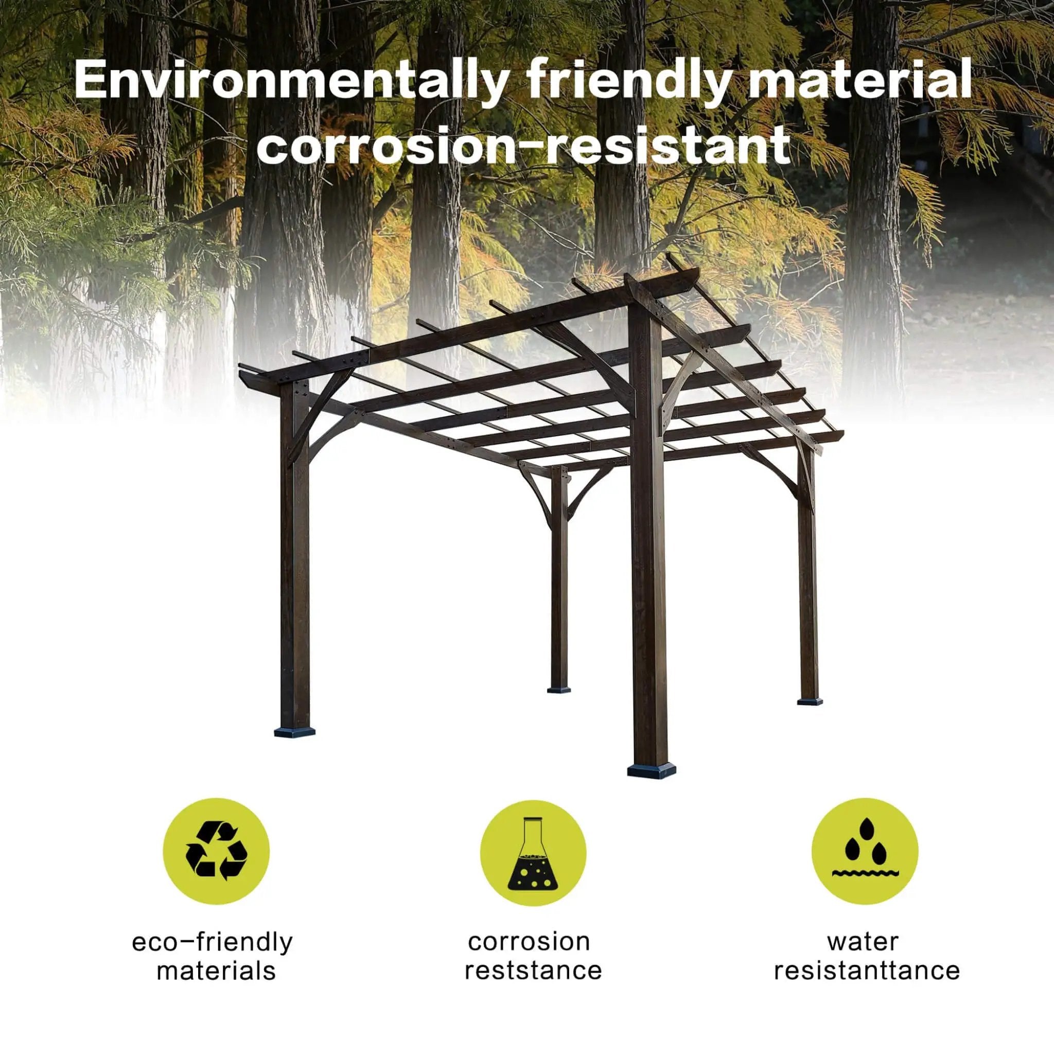 [10X12FT] Alora Premium Outdoor Brown Cedar Wood Pergola For Spacious Patios (SAK45639) by SAKSBY WHOLESALE