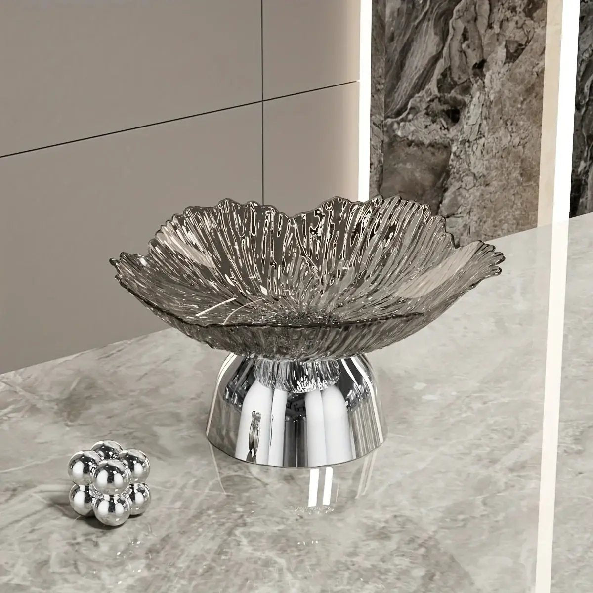 Elegant Multi-Layer Fruit and Snack Plate, Oval Plastic Candy Server with Intricate Leaf Design, festive plastic coffee table tray for desserts and snacks,Ideal for Kitchen and Living Room Decora stylish petal-shaped fruit pl by House Of Avana