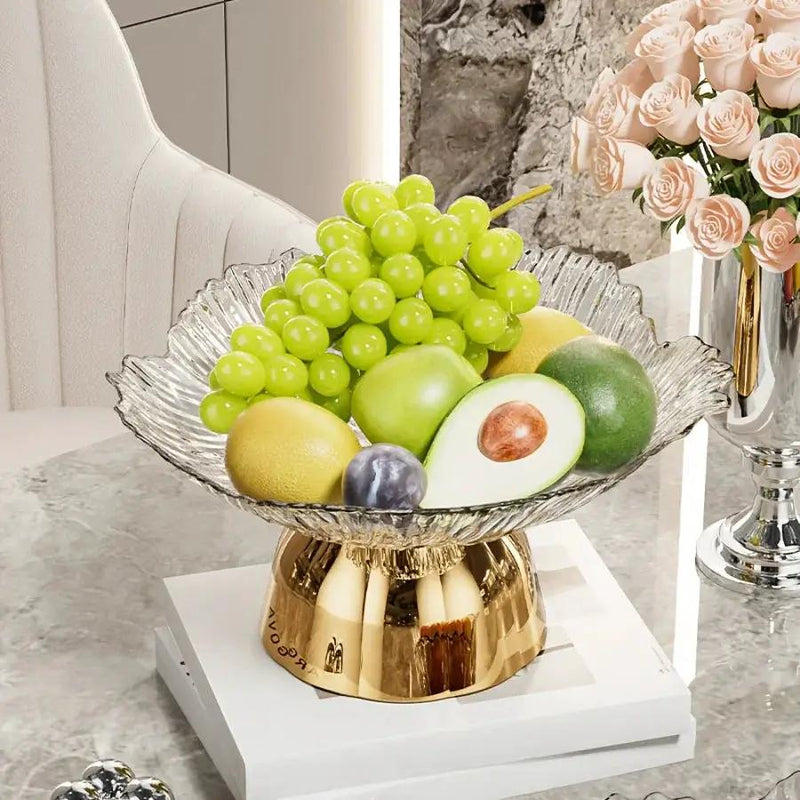 Elegant Multi-Layer Fruit and Snack Plate, Oval Plastic Candy Server with Intricate Leaf Design, festive plastic coffee table tray for desserts and snacks,Ideal for Kitchen and Living Room Decora stylish petal-shaped fruit pl by House Of Avana
