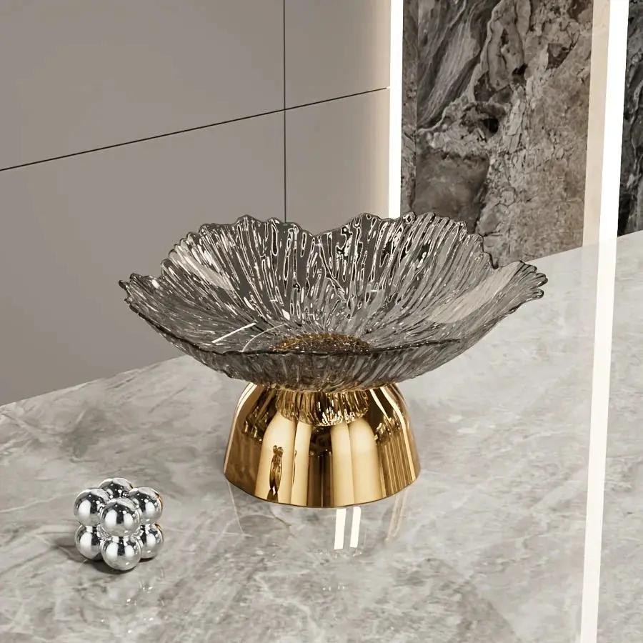 Elegant Multi-Layer Fruit and Snack Plate, Oval Plastic Candy Server with Intricate Leaf Design, festive plastic coffee table tray for desserts and snacks,Ideal for Kitchen and Living Room Decora stylish petal-shaped fruit pl by House Of Avana