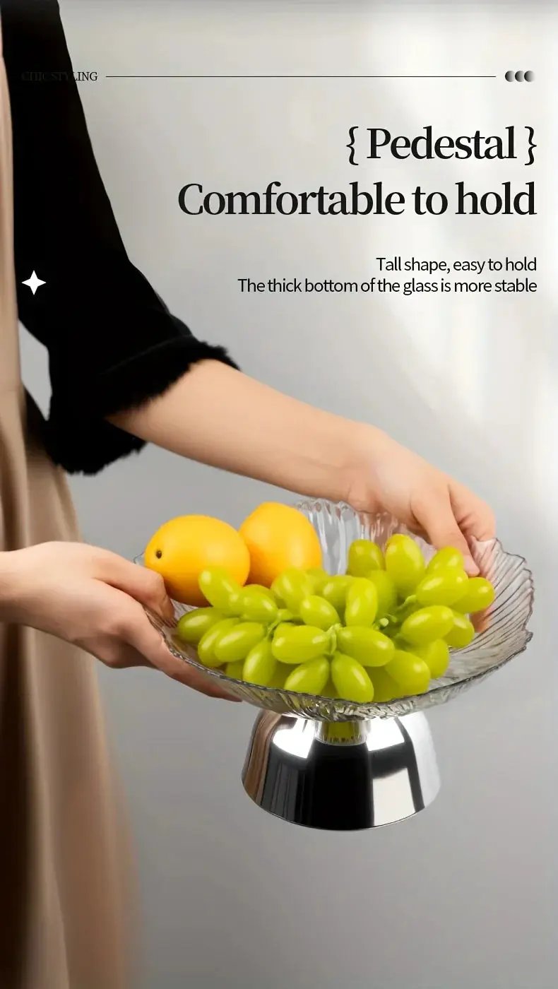 Elegant Multi-Layer Fruit and Snack Plate, Oval Plastic Candy Server with Intricate Leaf Design, festive plastic coffee table tray for desserts and snacks,Ideal for Kitchen and Living Room Decora stylish petal-shaped fruit pl by House Of Avana