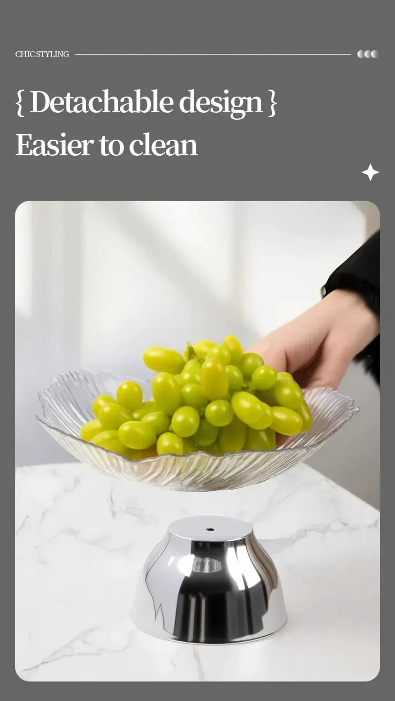 Elegant Multi-Layer Fruit and Snack Plate, Oval Plastic Candy Server with Intricate Leaf Design, festive plastic coffee table tray for desserts and snacks,Ideal for Kitchen and Living Room Decora stylish petal-shaped fruit pl by House Of Avana