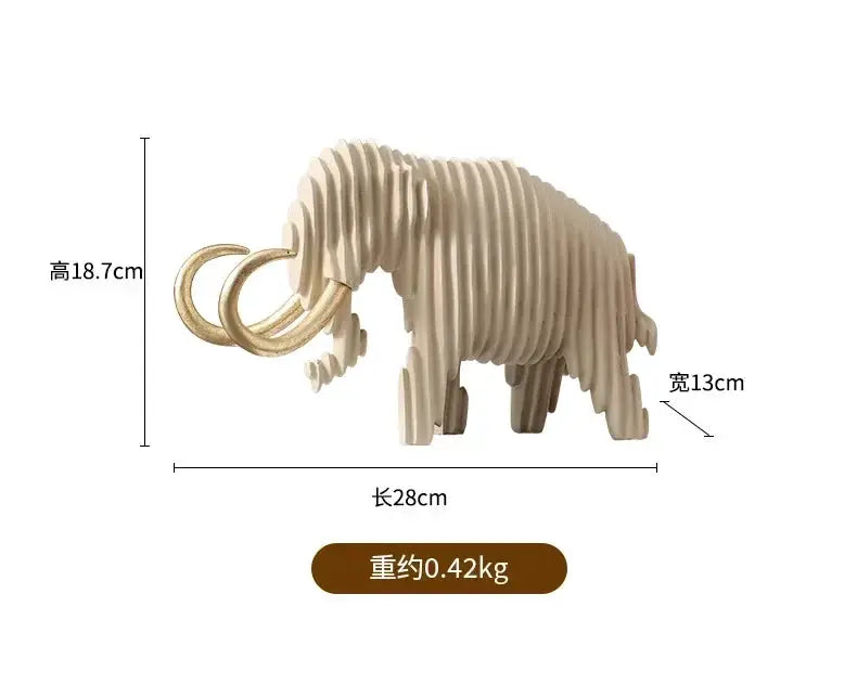 Abstract Elephant and Bull Sculpture Set Ribbed Design for Your Home by House Of Avana