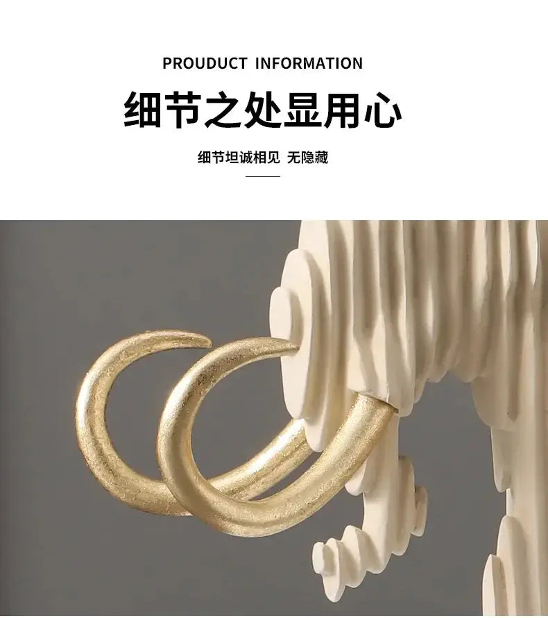 Abstract Elephant and Bull Sculpture Set Ribbed Design for Your Home by House Of Avana