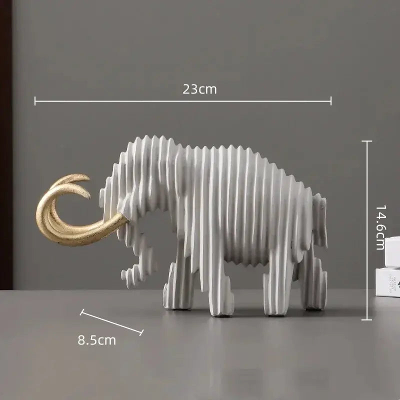 Abstract Elephant and Bull Sculpture Set Ribbed Design for Your Home by House Of Avana