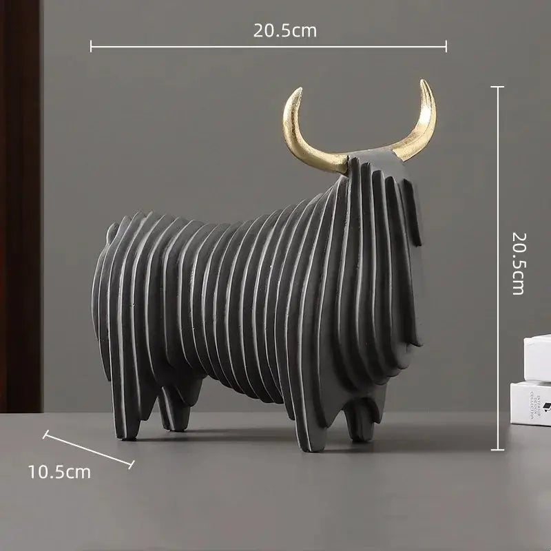 Abstract Elephant and Bull Sculpture Set Ribbed Design for Your Home by House Of Avana