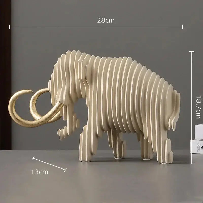 Abstract Elephant and Bull Sculpture Set Ribbed Design for Your Home by House Of Avana