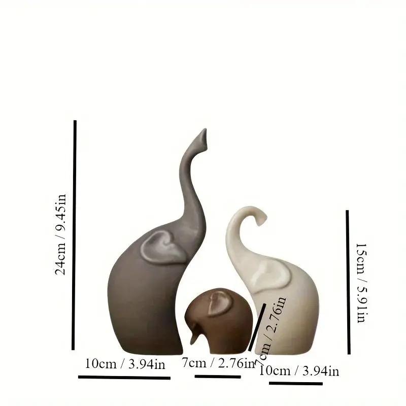 Minimalist Ceramic Elephant Family Figurine Set – Modern Home Decor by House Of Avana
