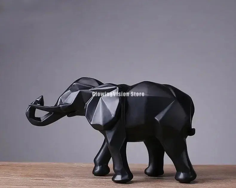 Modern Geometric Elephant Sculpture for Luxury Home & Office Decor by House Of Avana