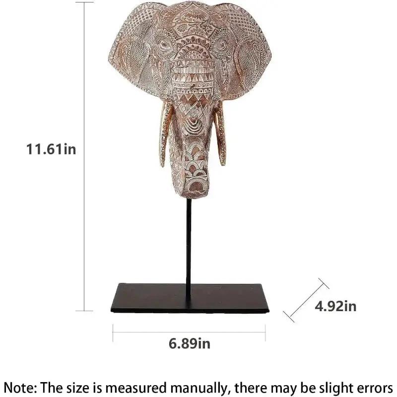 Tribal Elephant Head Wall Sculpture on Stand for Modern Home Decor by House Of Avana