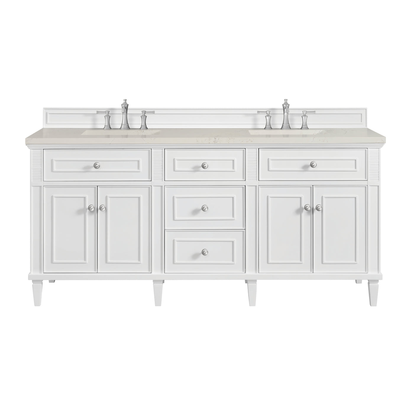 James Martin Lorelai 72" Double Bathroom Vanity, Bright White with Siberian countertop