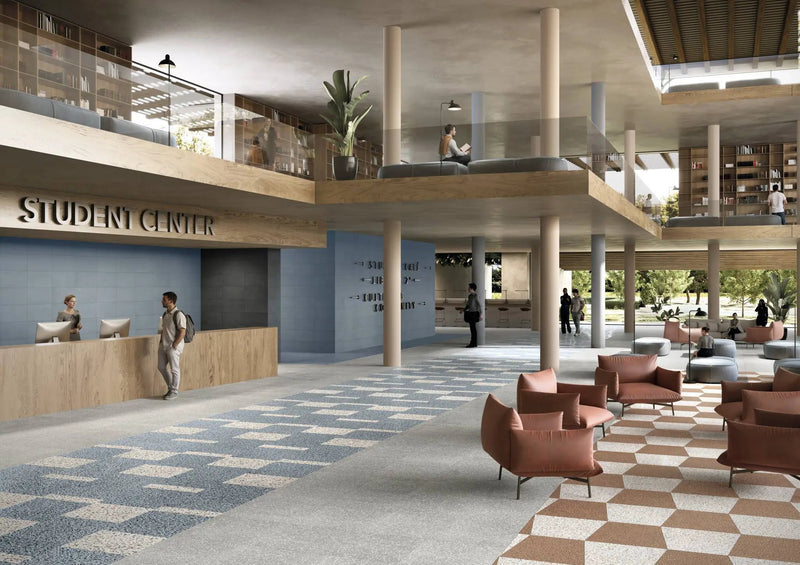 Elite Color Red Anti-Slip Terrazzo Look Porcelain Tiles 24x24 by landmarkceramics