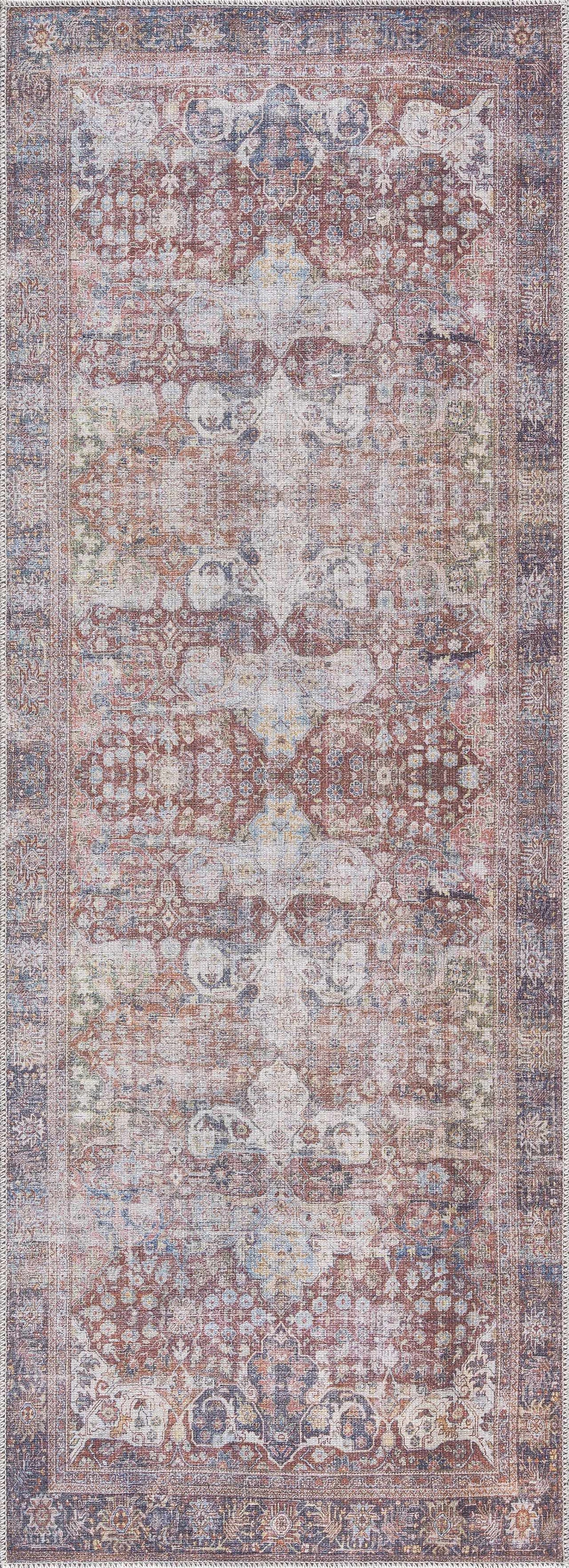 Rust Elki Vintage Medallion Washable Area Rug - Clearance, photo 11 of 12