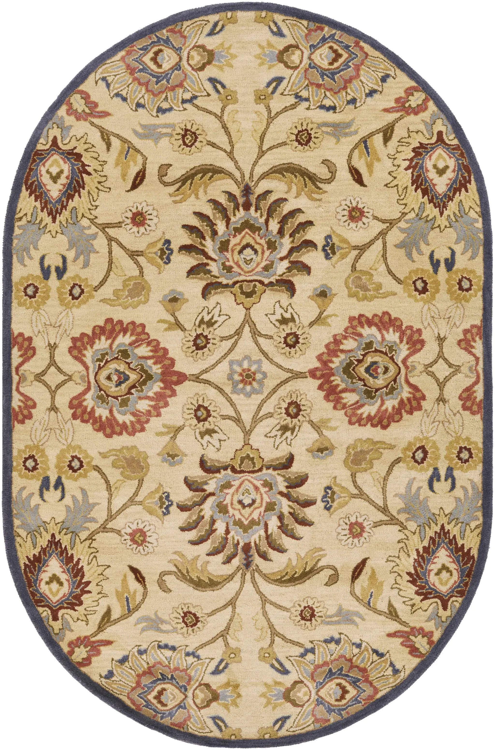 Caesar 1116 Hand Tufted Beige & Rust Wool Rug by Boutique Rugs