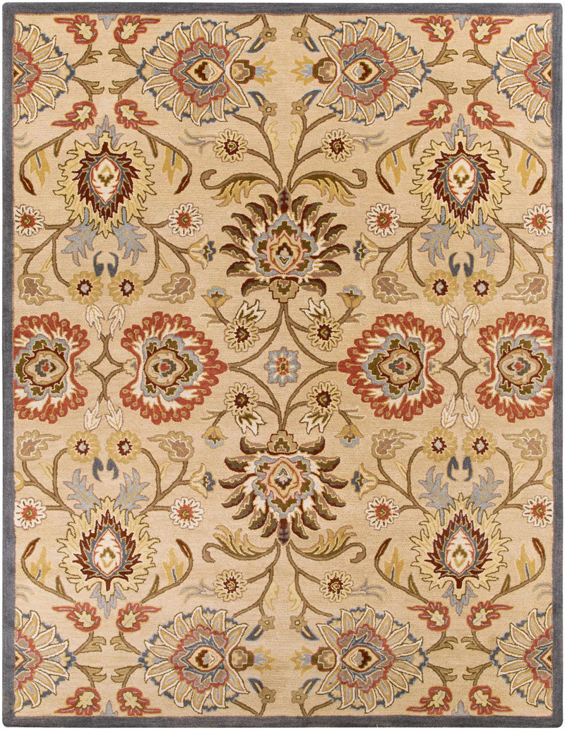 Caesar 1116 Hand Tufted Beige & Rust Wool Rug by Boutique Rugs