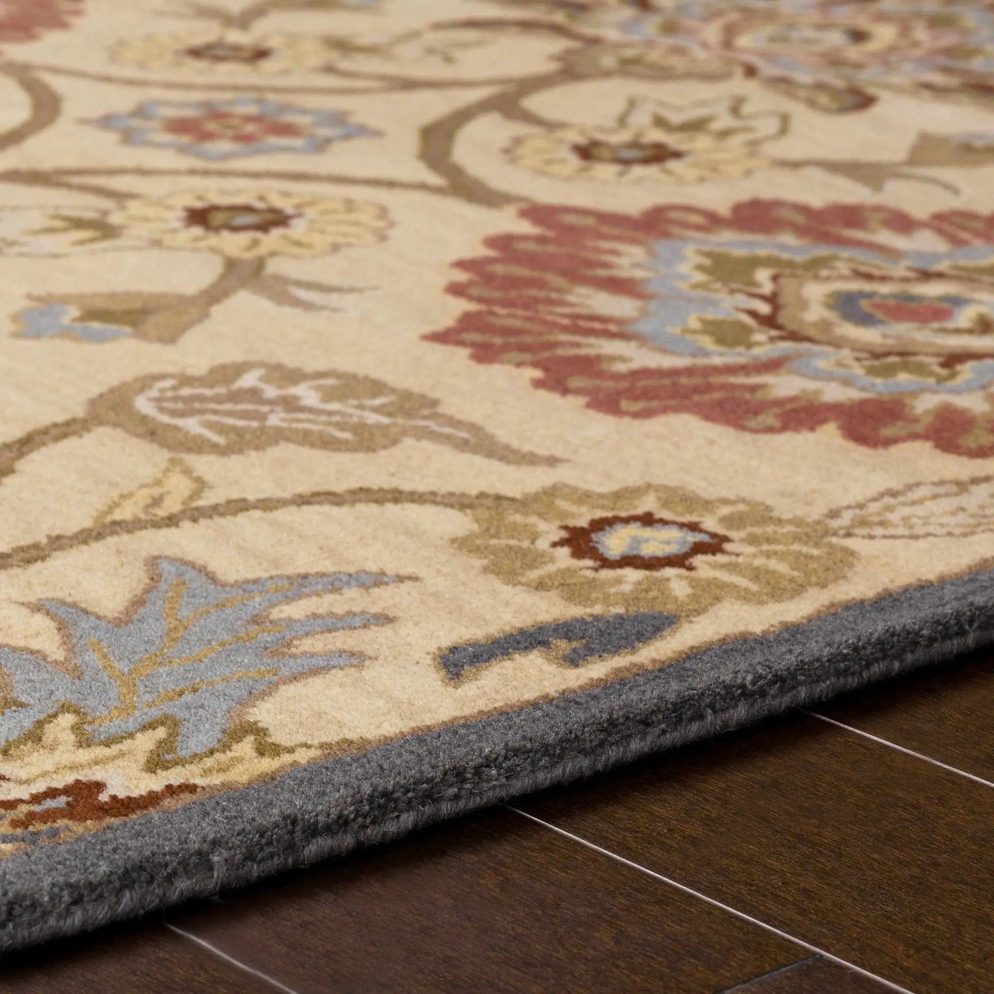 Caesar 1116 Hand Tufted Beige & Rust Wool Rug by Boutique Rugs
