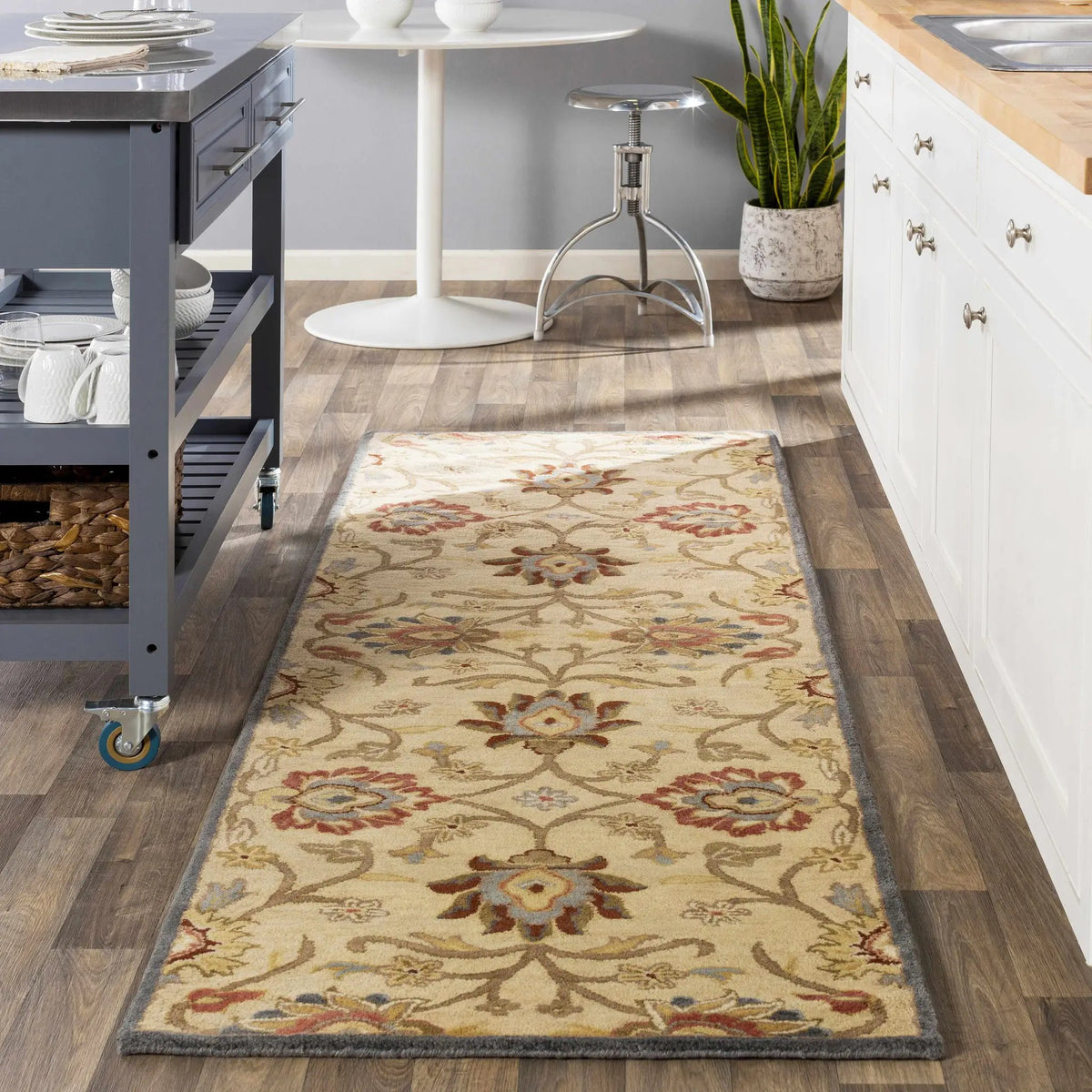 Caesar 1116 Hand Tufted Beige & Rust Wool Rug, installed in a room 2