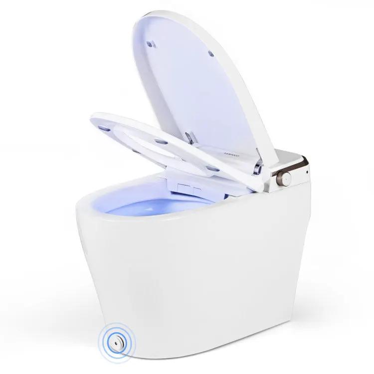 Elongated Smart Bidet Toilet Heated Seat Sensor Auto-White by DirectDeals