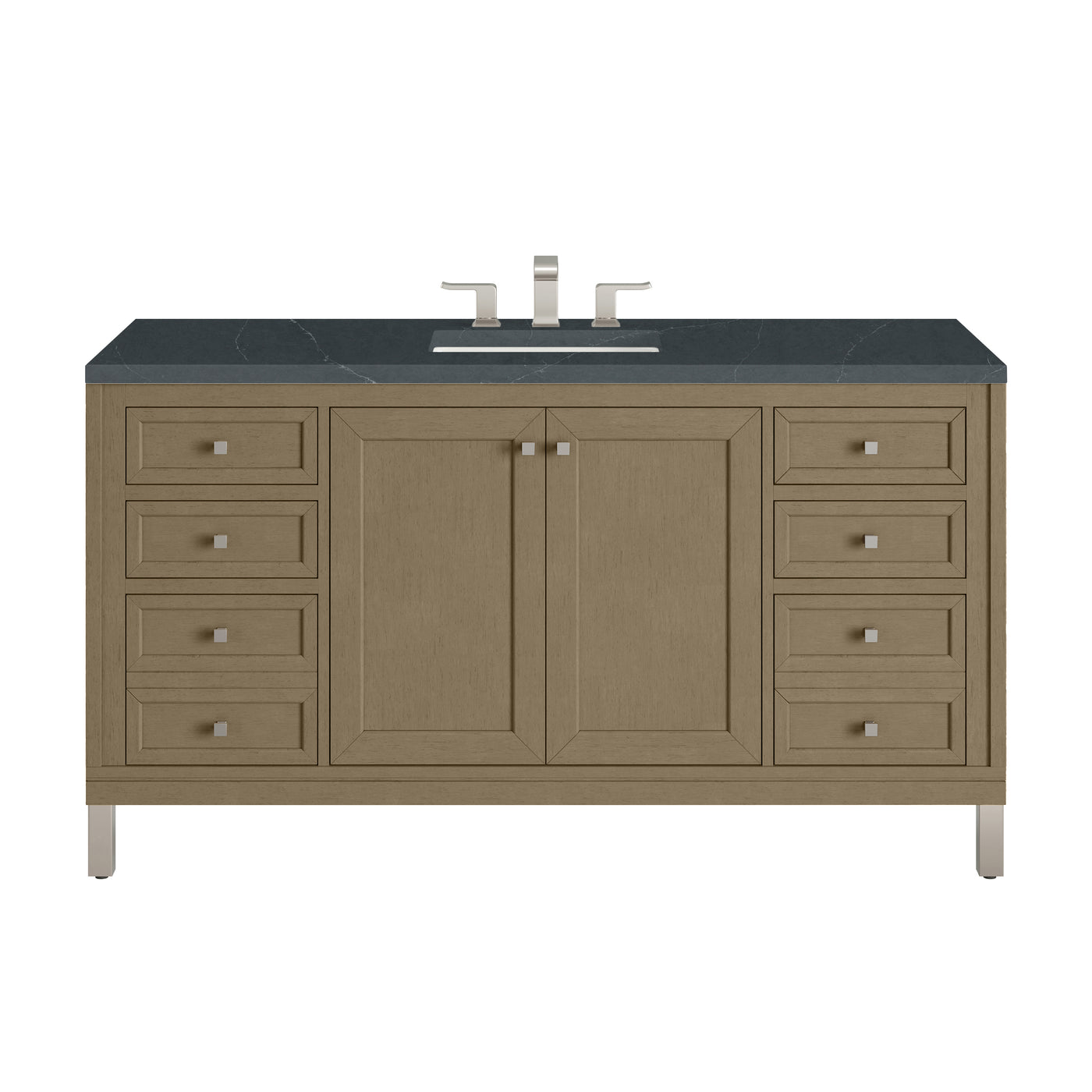 James Martin Chicago 60" Single Bathroom Vanity, Walnut Whisper with Charcoal Soapstone countertop