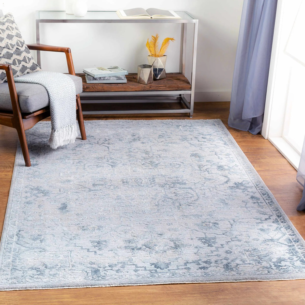 Embsay Teal Boutique Rug, installed in a room 3