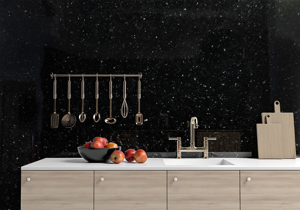 Emerald Pearl Polished Granite Slab Random room scene 2