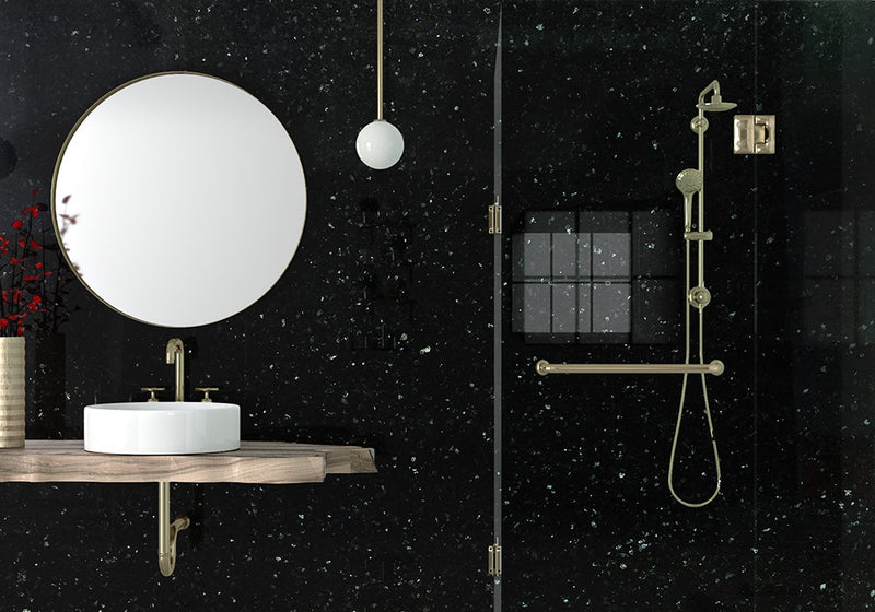 Emerald Pearl Polished Granite Slab Random room scene 3