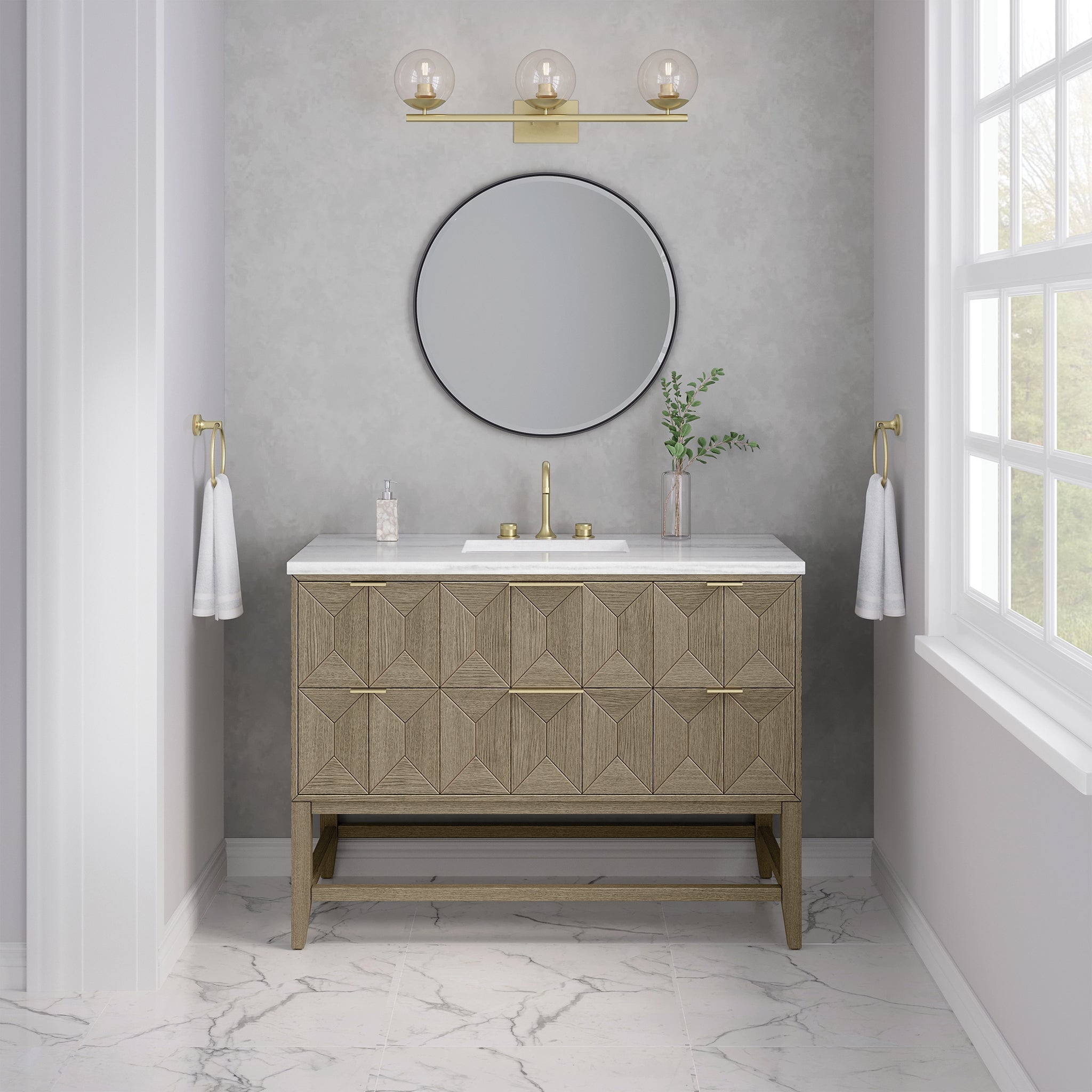 James Martin Emmeline 48" Single Bathroom Vanity, Pebble Oak, cabinet without a countertop