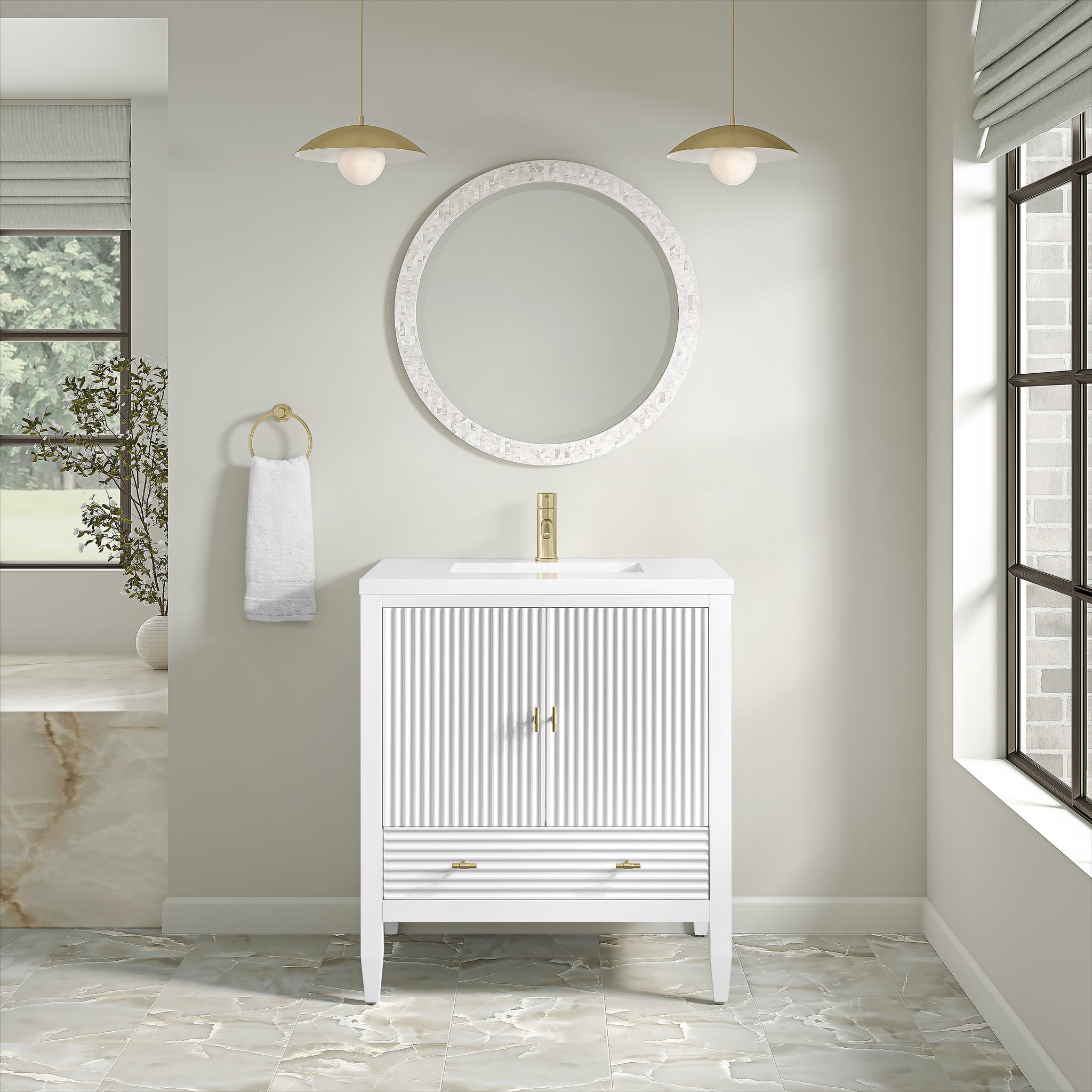 James Martin Myrrin 30" Single Bathroom Vanity, Bright White, view 40