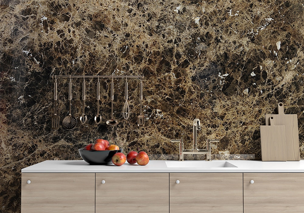 Emperador Dark Polished Marble Slab Random room scene 2