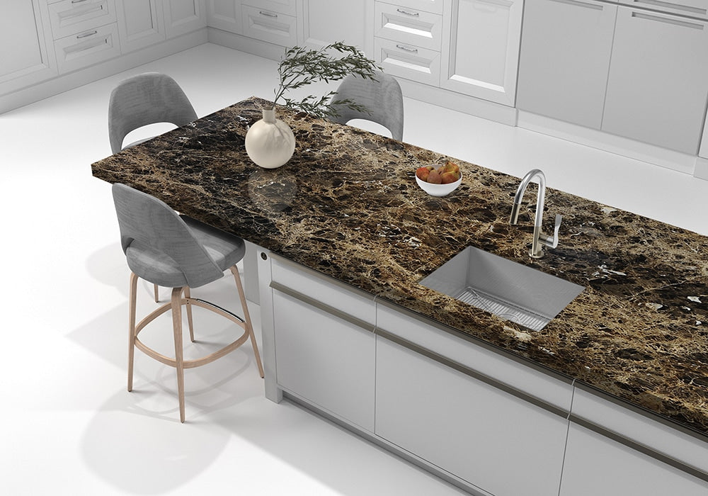 Emperador Dark Polished Marble Slab Random room scene 4