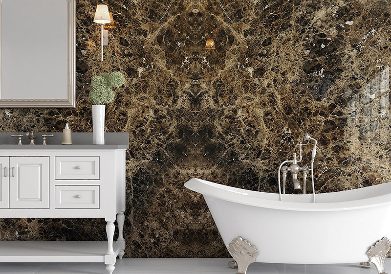 Emperador Dark Polished Marble Slab Random room scene 5