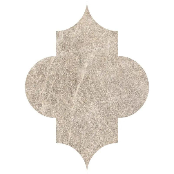Emperador Light Fine Textured Arabesque Waterjet Marble Mosaics 6x8 1/4