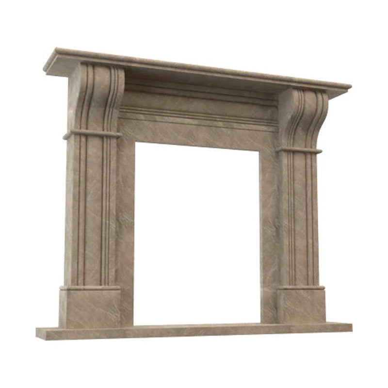 Emperador Light Brown Marble Hand-carved Fireplace Surround by GobekDesign