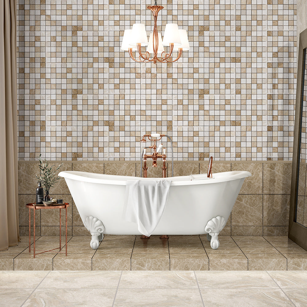 Emperador Light Polished Marble Tiles 12x12 Marble Polished 12x12 Tiles — 3