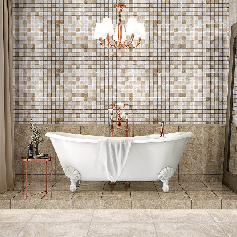 Emperador Light Polished Marble Tiles 12x12 Marble Polished 12x12 Tiles — 3