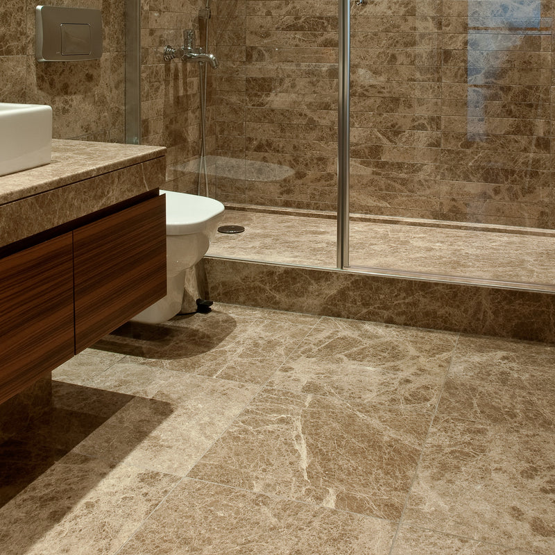 Emperador Light Polished Marble Tiles 18x18 Marble Polished 18x18 Tiles — 2