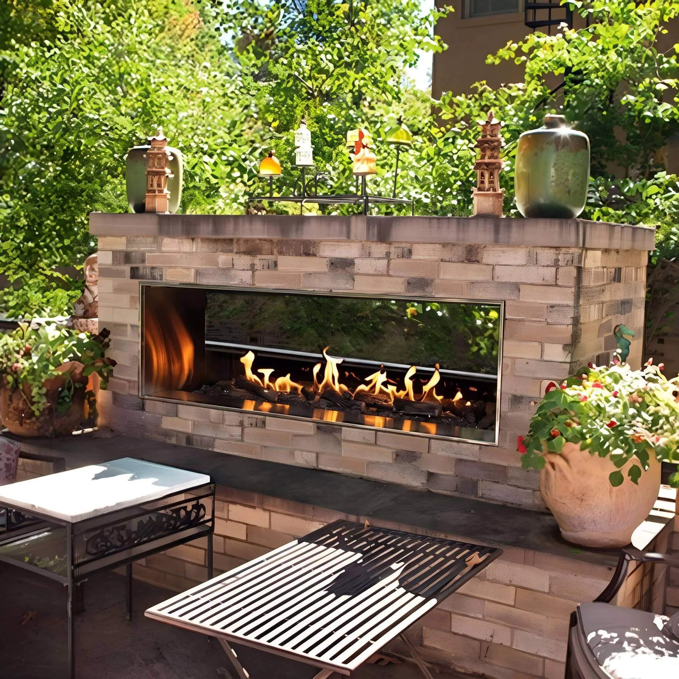 Empire Comfort Systems Carol Rose Coastal Natural Gas Outdoor Linear See Through Fireplace [OLL48/60SP12SN] (SAK39794) by SAKSBY WHOLESALE